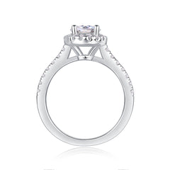 Glojewels Halo Unique White Sapphire 1ct Moissanite Round Cut Silver Ring