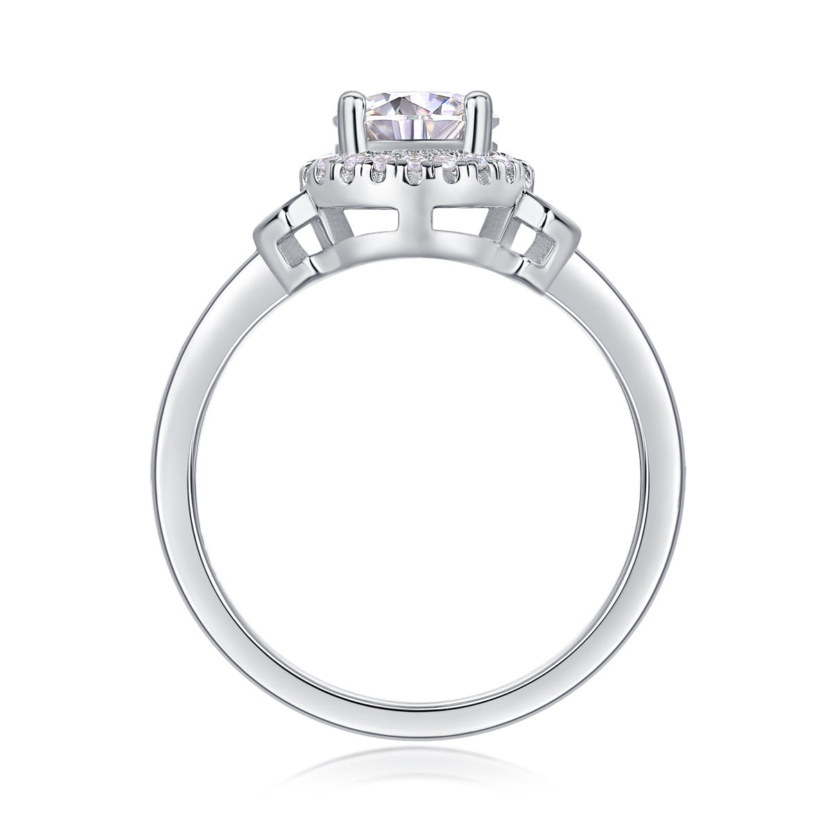Glojewels Bowtie Cluster Halo White Sapphire 1ct Moissanite Round Cut Silver Ring