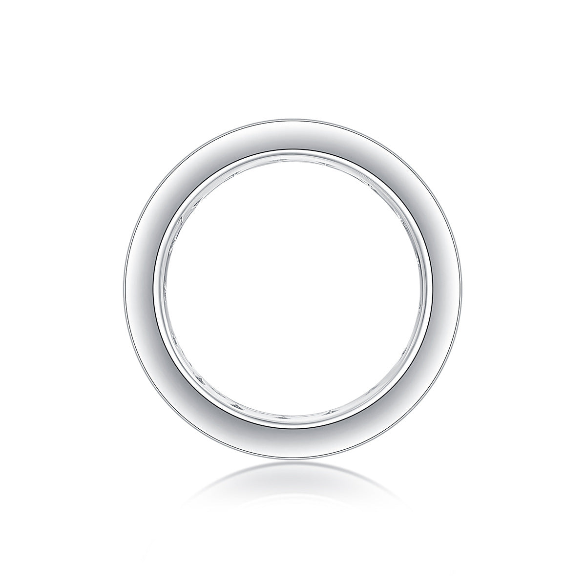 Glojewels Eternity Bezel Setting White Sapphire Moissanite Round Cut Silver Band Ring