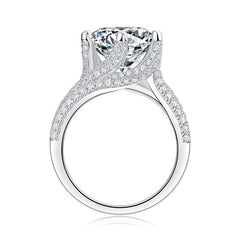 Glojewels Big Stone 5CT White Sapphire Moissanite Round Cut Silver Ring