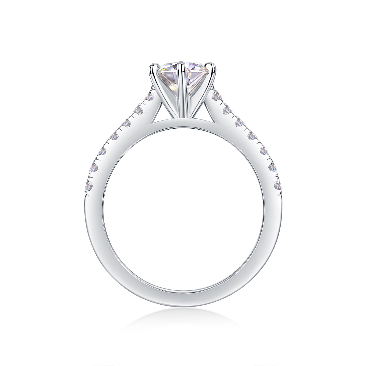 Glojewels Petite White Sapphire 1ct Moissanite Round Cut Silver Ring