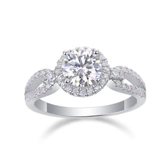 Glojewels Knot Design White Sapphire 1ct Moissanite Round Cut Silver Ring