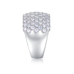 Glojewels Starburst Wide Pav¨¦ Setting White Sapphire Moissanite Round Cut Silver Band Ring
