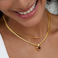 Glojewels Gold Vintage Eternal Flame Natural Garnet Heart Cut Silver Pendant Necklace