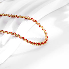 Glojewels Gold Red Rope Adjustable Slider Bead Silver Bracelet