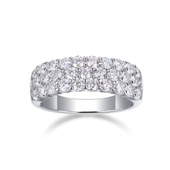 Glojewels Half-eternity White Sapphire Moissanite Round Cut Silver Band Ring