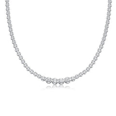 Glojewels White Round Cut Collarbone Moissanite Adjustable Tennis Necklace