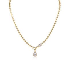 Glojewels Gold Rope Chain White Moissanite Marquise & Pear Cut Silver Y-Shaped Necklace