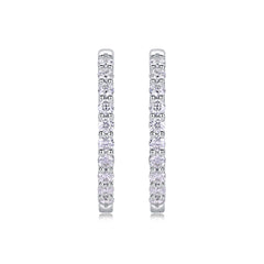 Glojewels Classical White Round Cut Moissanite Hoop Earring