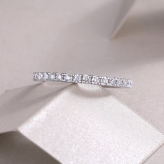 Glojewels Eternity White Sapphire Moissanite Round Cut Silver Band Ring