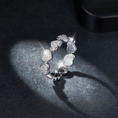 Glojewels Sparkling Love Eternity White Moissanite Round Cut Silver Band Ring