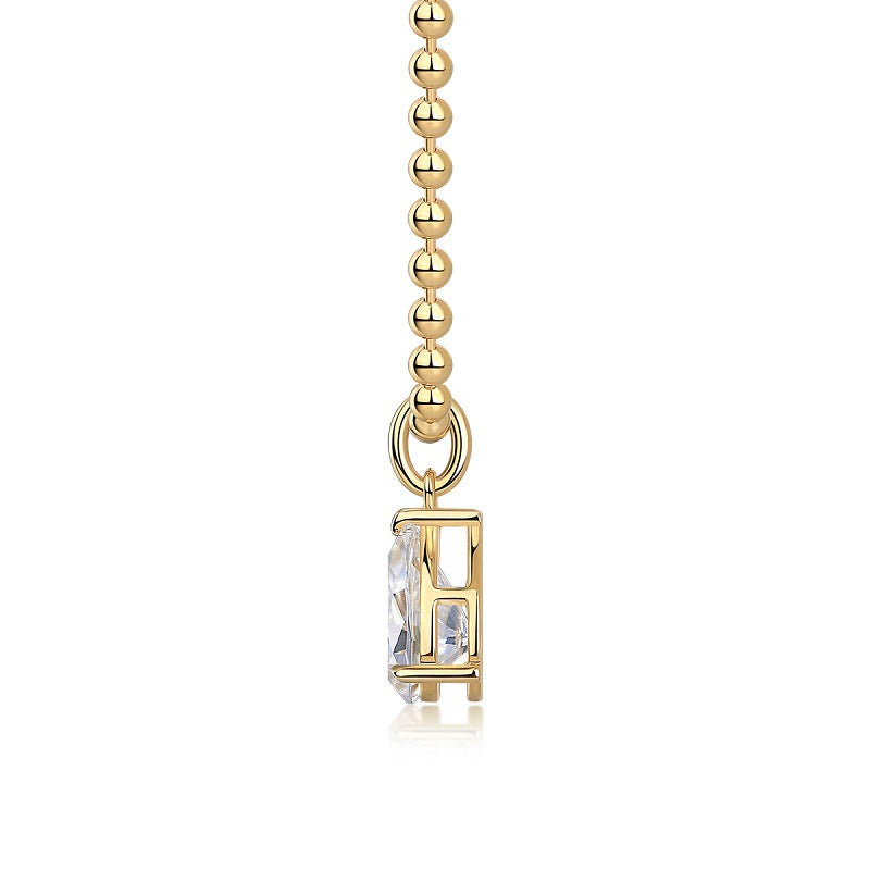 Glojewels Gold Tone Vintage White Pear Cut Moissanite Pendant Necklace