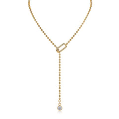 Glojewels Gold Tone Layered White 1ct Round Cut Moissanite Necklace