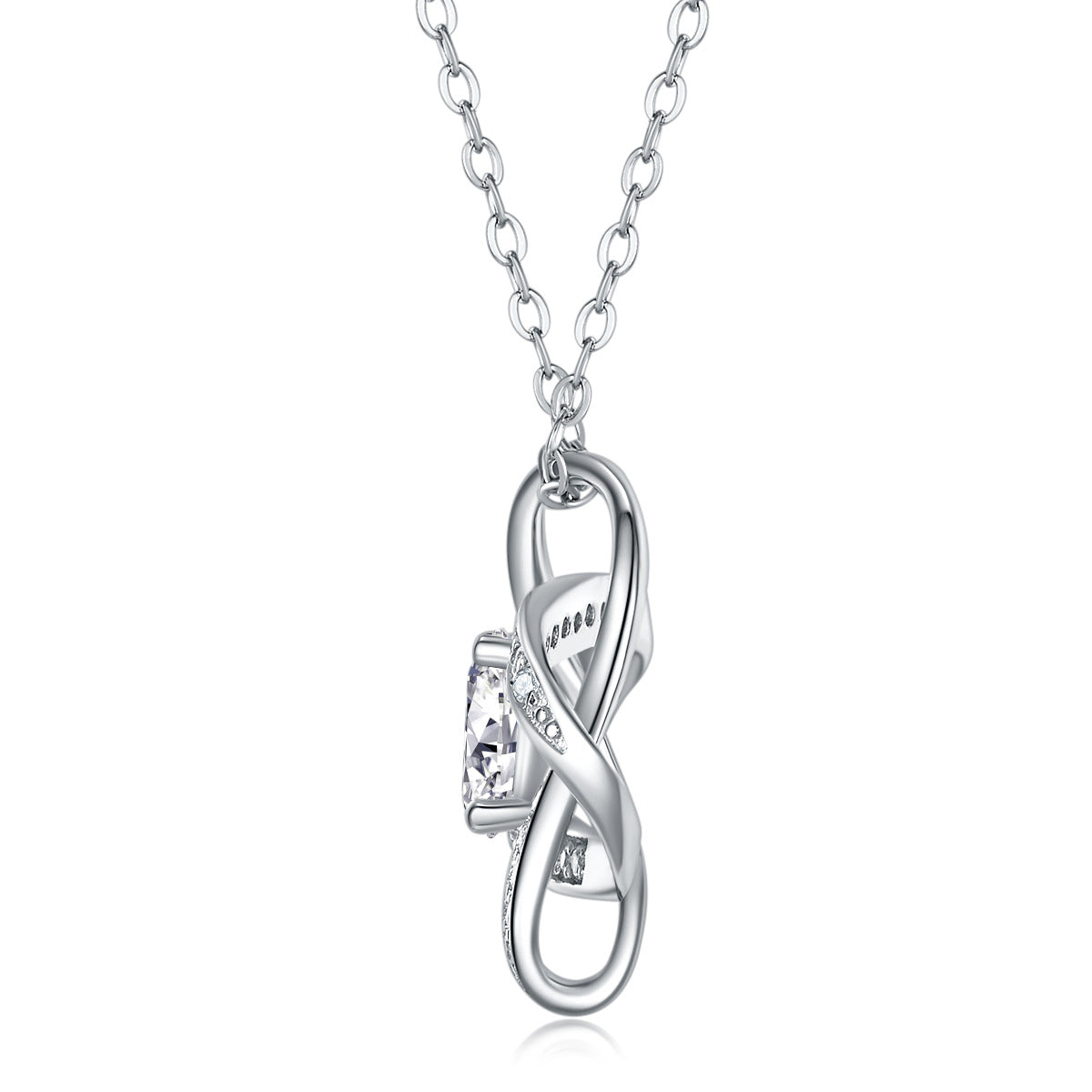 Glojewels Fancy Design White Round Cut 1ct Moissanite Pendant Necklace