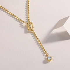 Glojewels Gold Tone Layered White 1ct Round Cut Moissanite Necklace