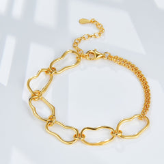 Glojewels Gold Irregular Simple Silver Lobster Clasp Silver Bracelet
