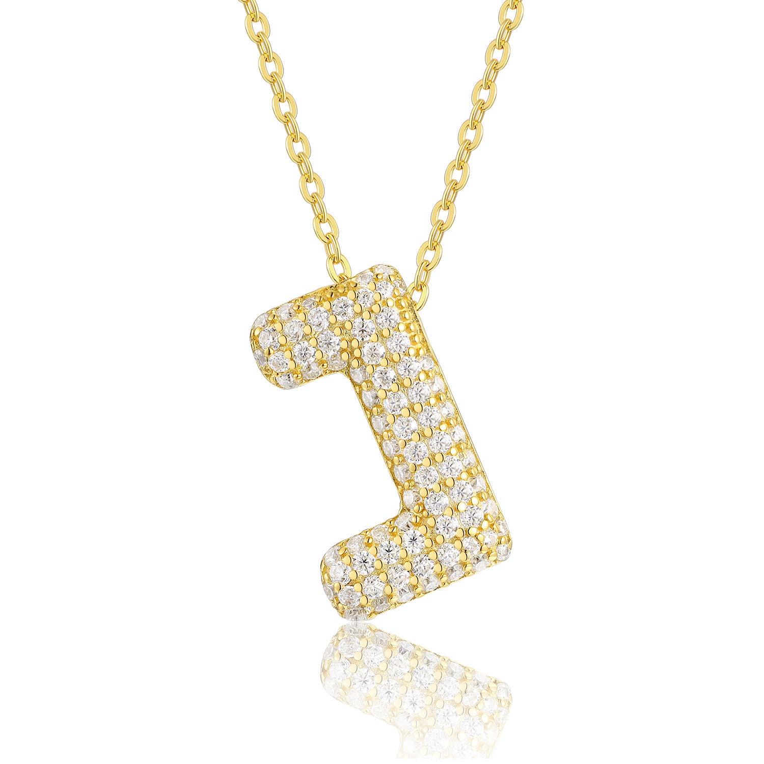 Glojewels Gold A-Z Letters White Moissanite Round Cut Silver Pendant Necklace