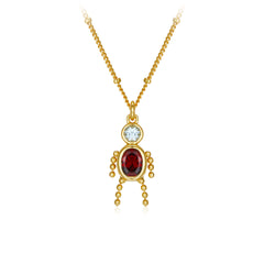 Glojewels Gold Joyful Spirit Natural Topaz & Garnet Round & Oval Cut Silver Pendant Necklace