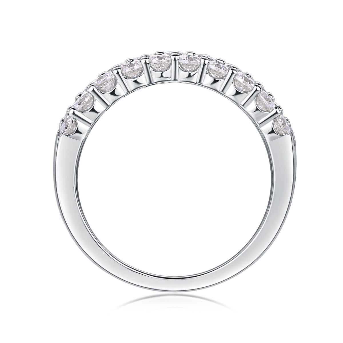 Glojewels Half-eternity White Sapphire Moissanite Round Cut Silver Band Ring