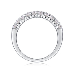 Glojewels Half-eternity White Sapphire Moissanite Round Cut Silver Band Ring
