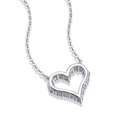 Glojewels Classic Heart White Round Cut Moissanite Pendant Necklace