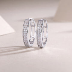Glojewels Double Rows White Round Cut 4.8ctw Moissanite Hollowed-out Clip Earring