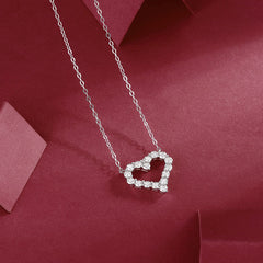 Glojewels Classic Heart White Round Cut Moissanite Pendant Necklace
