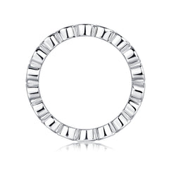 Glojewels Simple Eternity White Sapphire Moissanite Round Cut Silver Band Ring