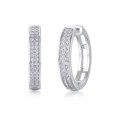Glojewels Double Rows White Round Cut 4.8ctw Moissanite Hollowed-out Clip Earring