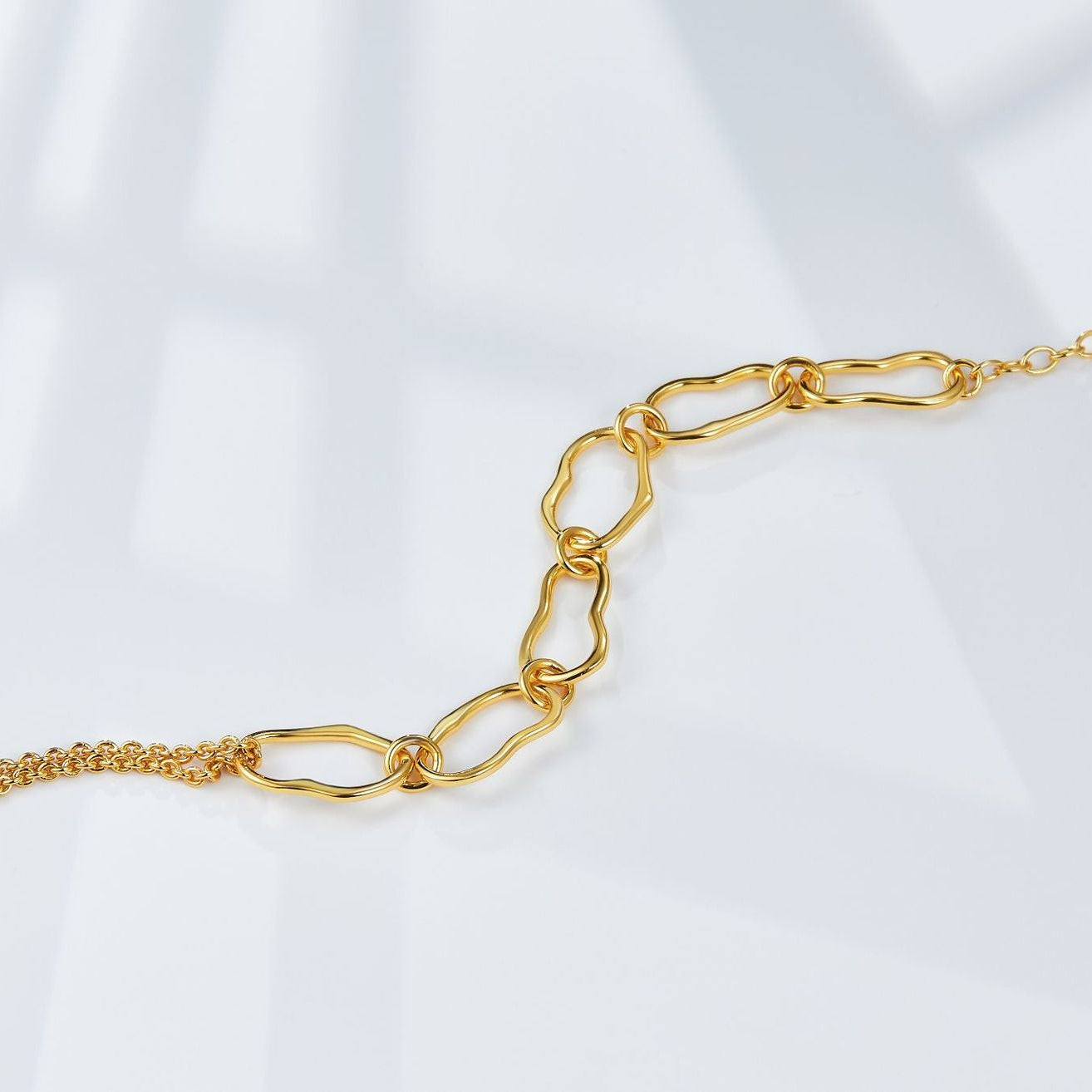 Glojewels Gold Irregular Simple Silver Lobster Clasp Silver Bracelet