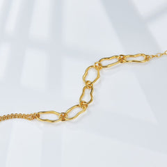 Glojewels Gold Irregular Simple Silver Lobster Clasp Silver Bracelet