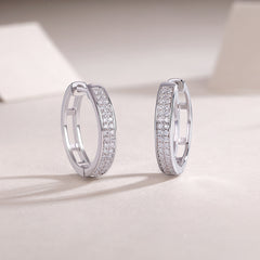 Glojewels Double Rows White Round Cut 4.8ctw Moissanite Hollowed-out Clip Earring