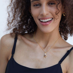 Glojewels Gold Joyful Spirit Natural Topaz & Garnet Round & Oval Cut Silver Pendant Necklace
