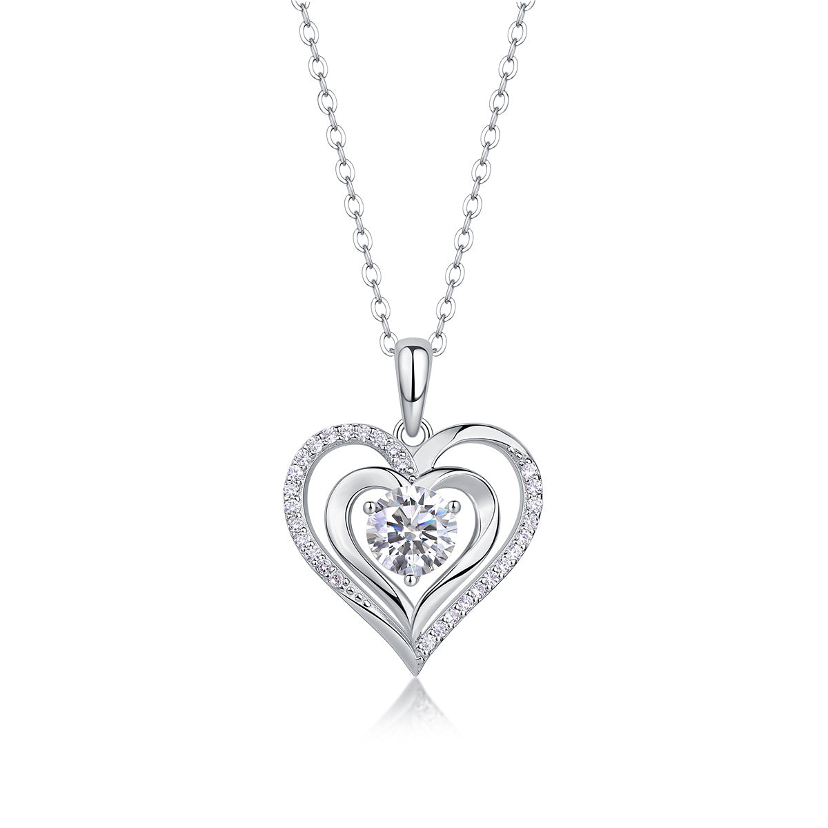 Glojewels Timeless Love White 1ct Moissanite Round Cut Pendant Necklace
