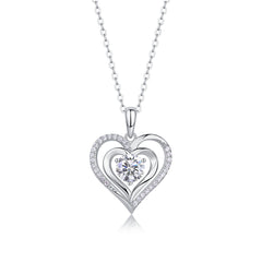 Glojewels Timeless Love White 1ct Moissanite Round Cut Pendant Necklace