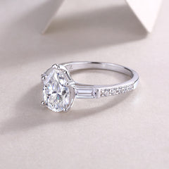 Glojewels Three Stone White Sapphire 1.5ct Moissanite Pear Cut Silver Ring