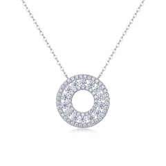 Glojewels Circle White Round Cut Moissanite Pendant Necklace