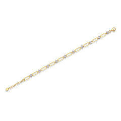 Glojewels Gold Simple Adjustable White 0.3ct Moissanite Round Cut Silver Chain Bracelet