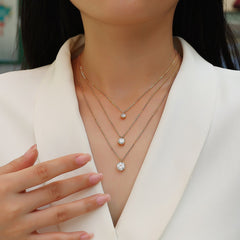 Glojewels Gold Classical 6-Claw 3.5ctw White Moissanite Round Cut Silver Layered Necklace