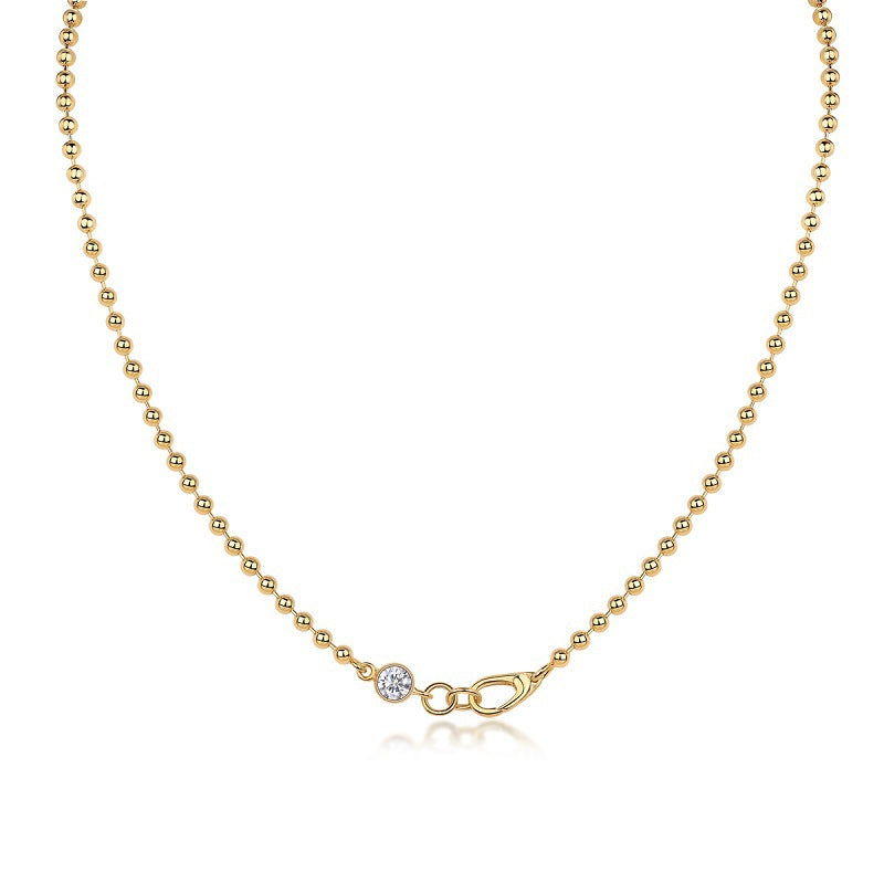 Glojewels Gold Lobster Clasp 0.5ct White Moissanite Round Cut Silver Necklace
