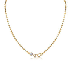 Glojewels Gold Lobster Clasp 0.5ct White Moissanite Round Cut Silver Necklace