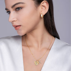 Glojewels Gold Heart Letter K White Moissanite Round Cut Silver Double Pendant Necklace