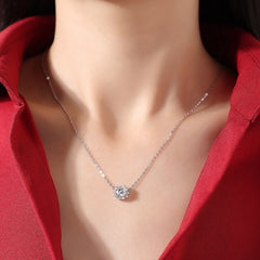 Glojewels Snowflakes White Round Cut 1ct Moissanite Pendant Necklace