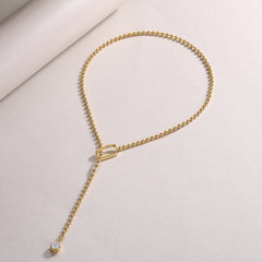 Glojewels Gold Tone Layered White 1ct Round Cut Moissanite Necklace
