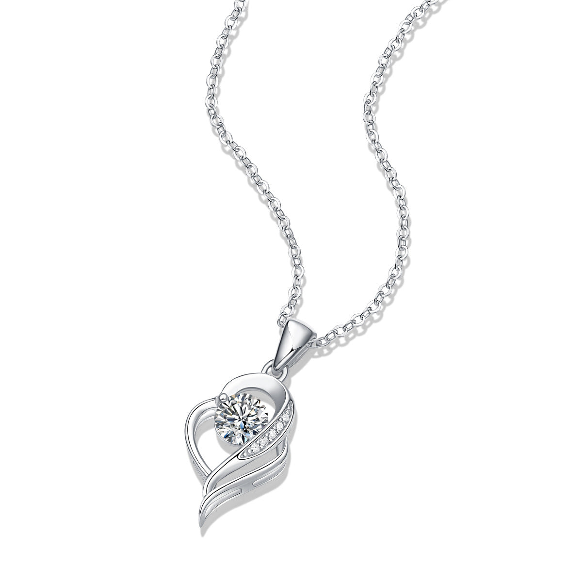 Glojewels Heart White Round Cut 0.5ct Moissanite Pendant Necklace