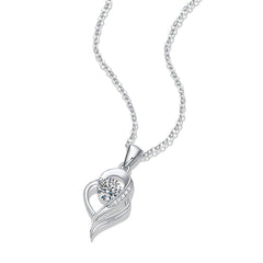 Glojewels Heart White Round Cut 0.5ct Moissanite Pendant Necklace