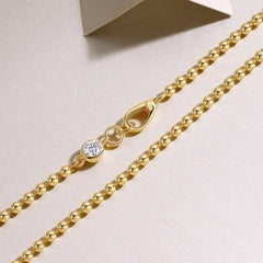 Glojewels Gold Lobster Clasp 0.5ct White Moissanite Round Cut Silver Necklace