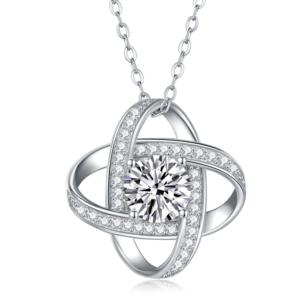 Glojewels Fancy Design White Round Cut 1ct Moissanite Pendant Necklace