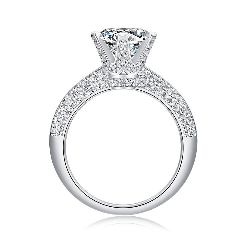 Glojewels 6-claw White Sapphire 1ct Moissanite Round Cut Silver Ring