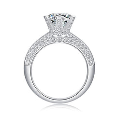 Glojewels 6-claw White Sapphire 1ct Moissanite Round Cut Silver Ring